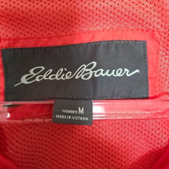 Eddie Bauer Women Size M Lightweight Outdoors Orange Full Zip Hooded Rain Jacket - Picture 3 of 10